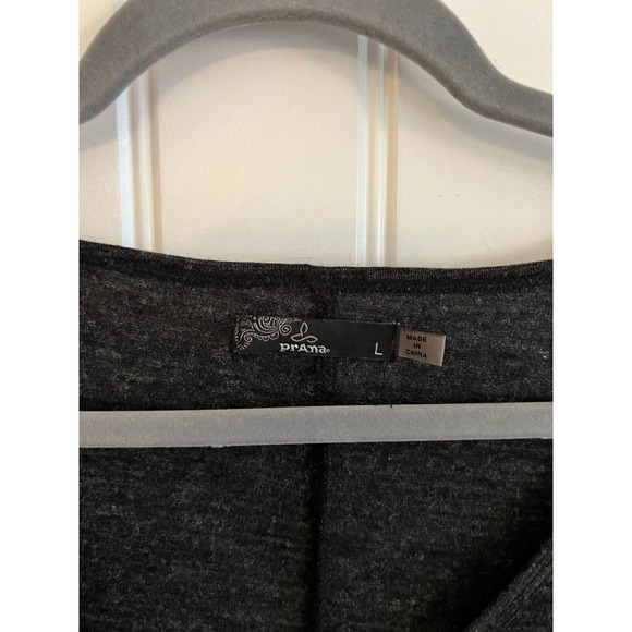 Prana‎ Nadia Grey Faux Wrap Long Sleeve Lightweight Wool Blend Dress Large - Picture 3 of 6